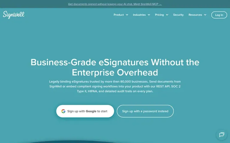 Screenshot of the SignWell homepage