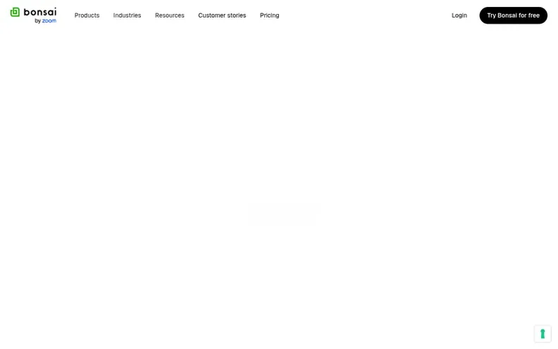 Screenshot of the Bonsai homepage