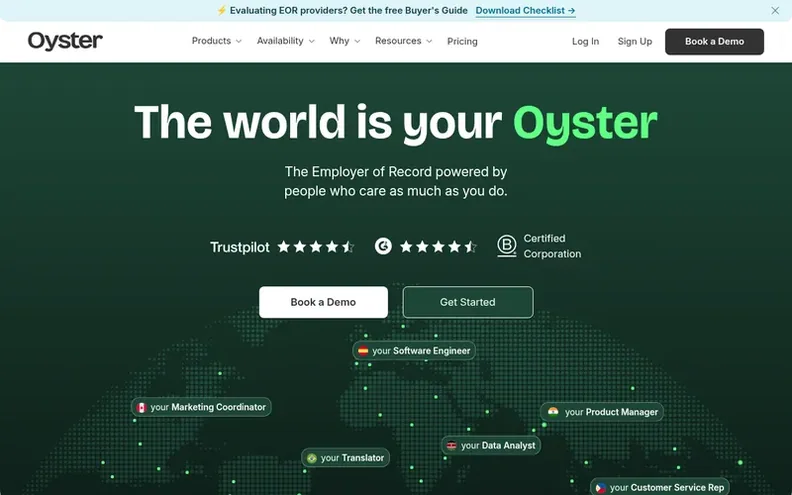 Screenshot of the Oyster® homepage
