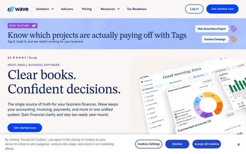 Screenshot of the Wave homepage