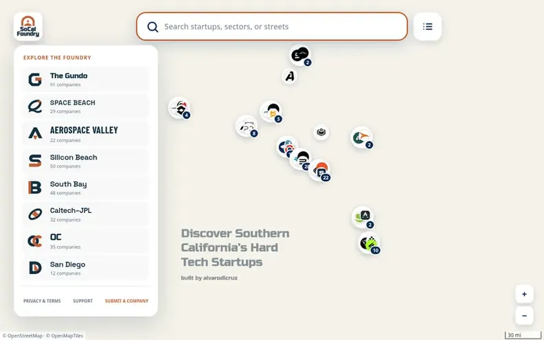 Screenshot of the SoCal Foundry homepage